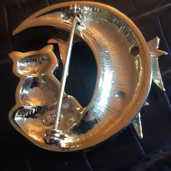 Ciro Black Cat & The Moon w/ Stars Vintage Brooch - Picture 2 of 9